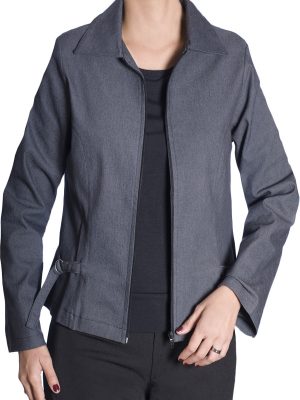 Casaco feminino chumbo de sarja com elastano