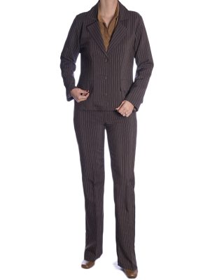 Terninho feminino alfaiataria risca de giz marrom