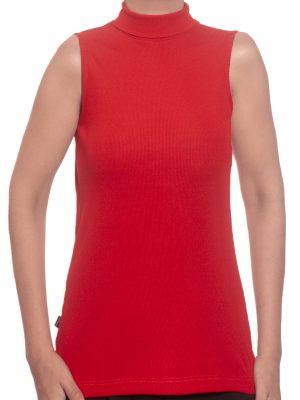 Blusa feminina vermelha gola alta de suplex canelado