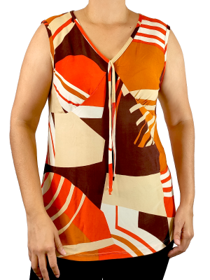 Blusa cavada liganete estampa marrom