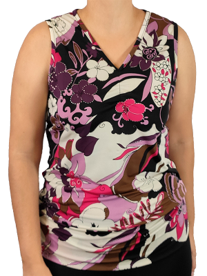 Blusa cavada liganete floral roxo